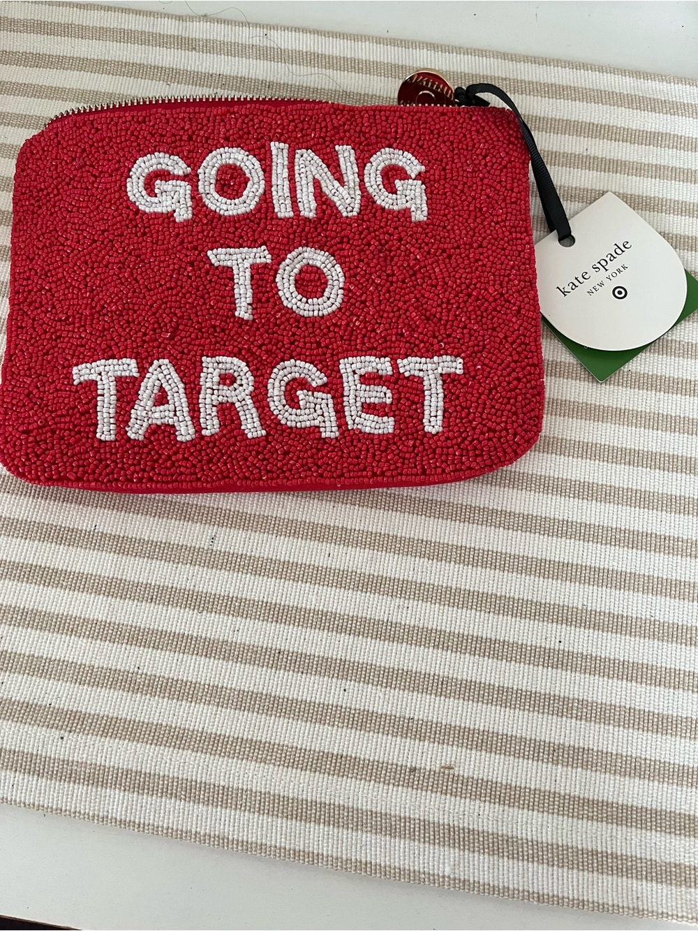 kate spade red beaded 'Going to Target' zip pouch